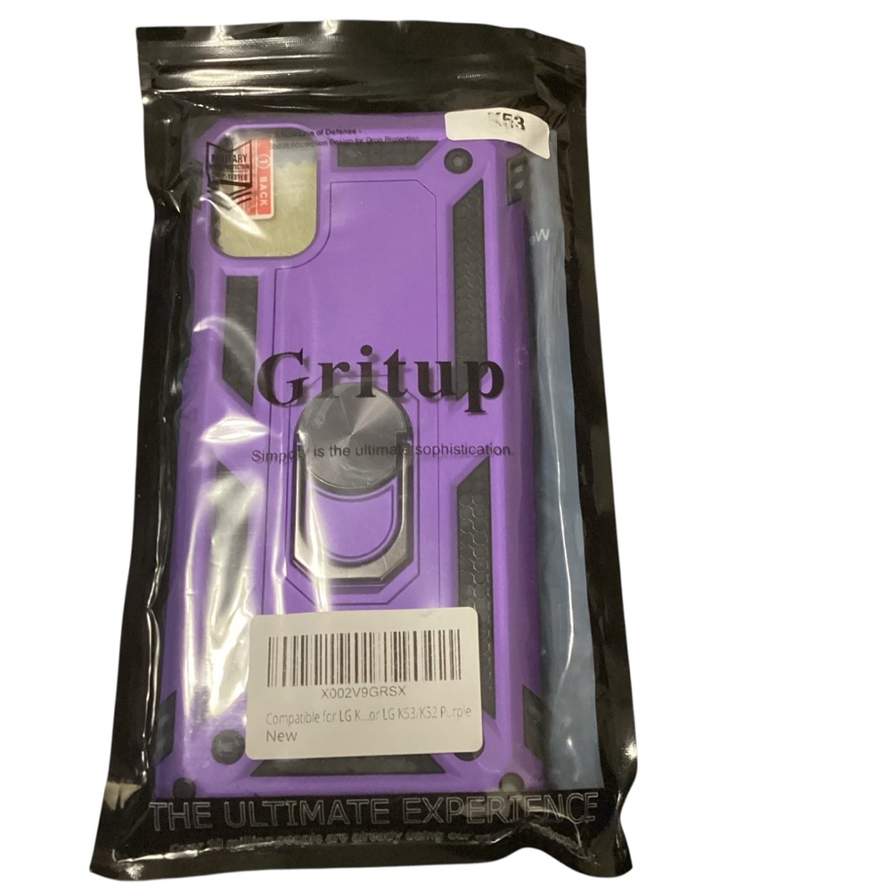 LG K53 Gritup Purple Rugged Case w/ Kickstand Sealed